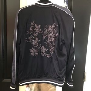 Satin Navy Bomber with Embroidery